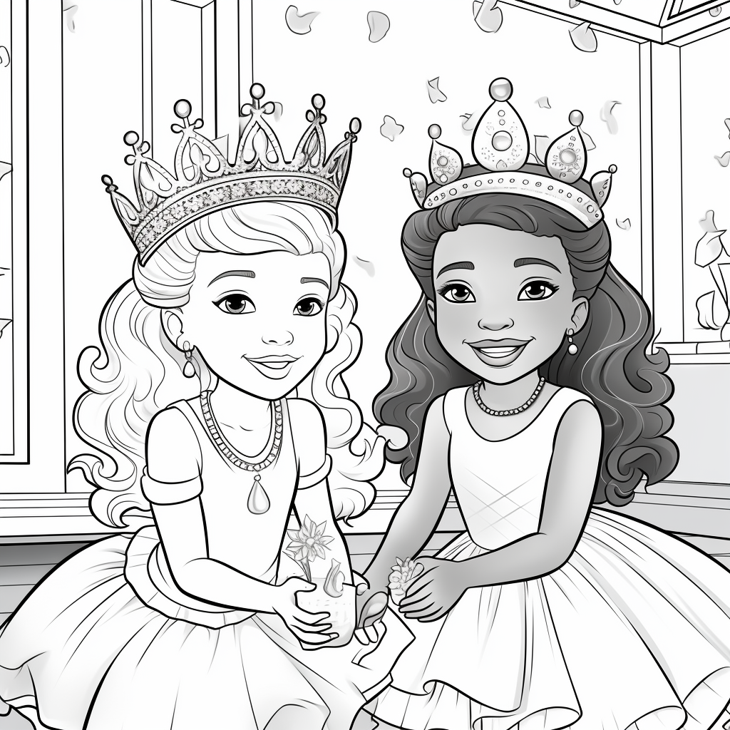 two princesses coloring page